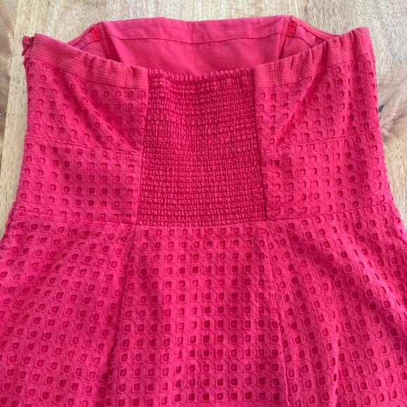 White House Black Market Red Eyelet Strapless Dress with Pockets - Picture 5 of 7